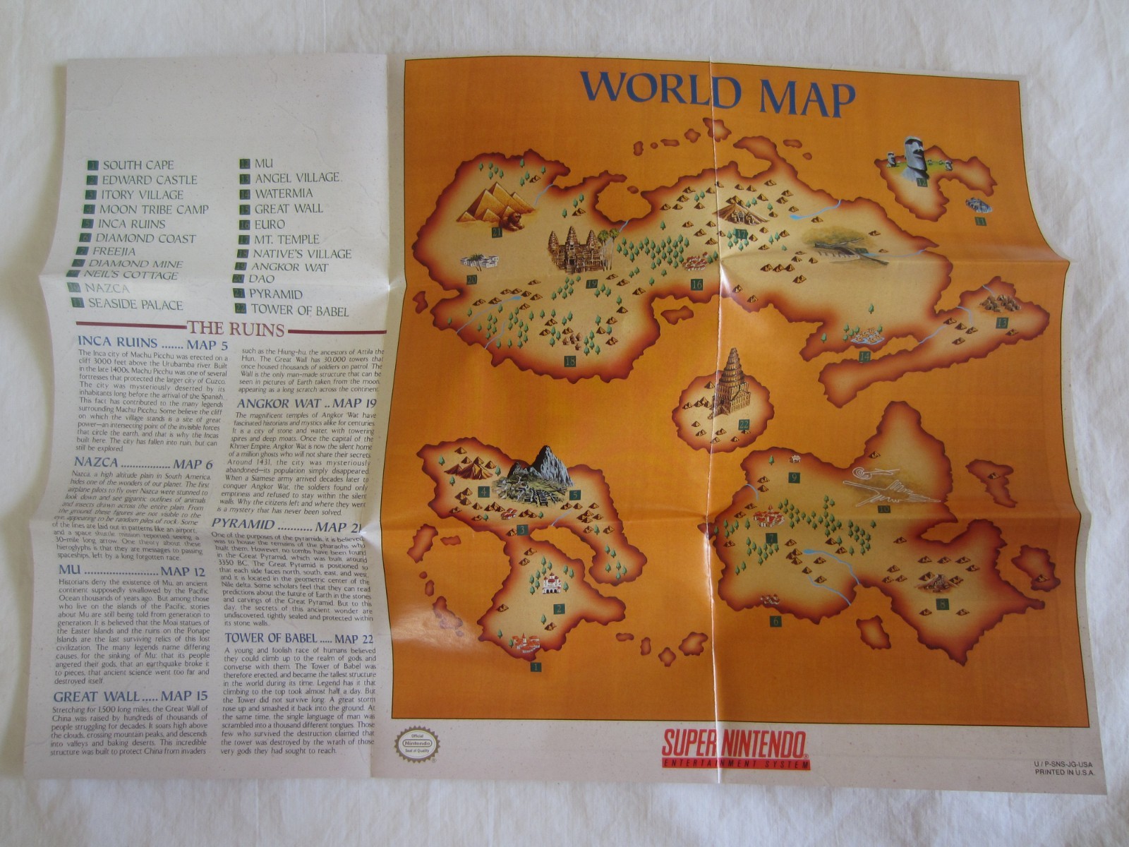 Illusion of Gaia (SNES) Super Nintendo CIB Complete + Map 1994 Mexico RARE