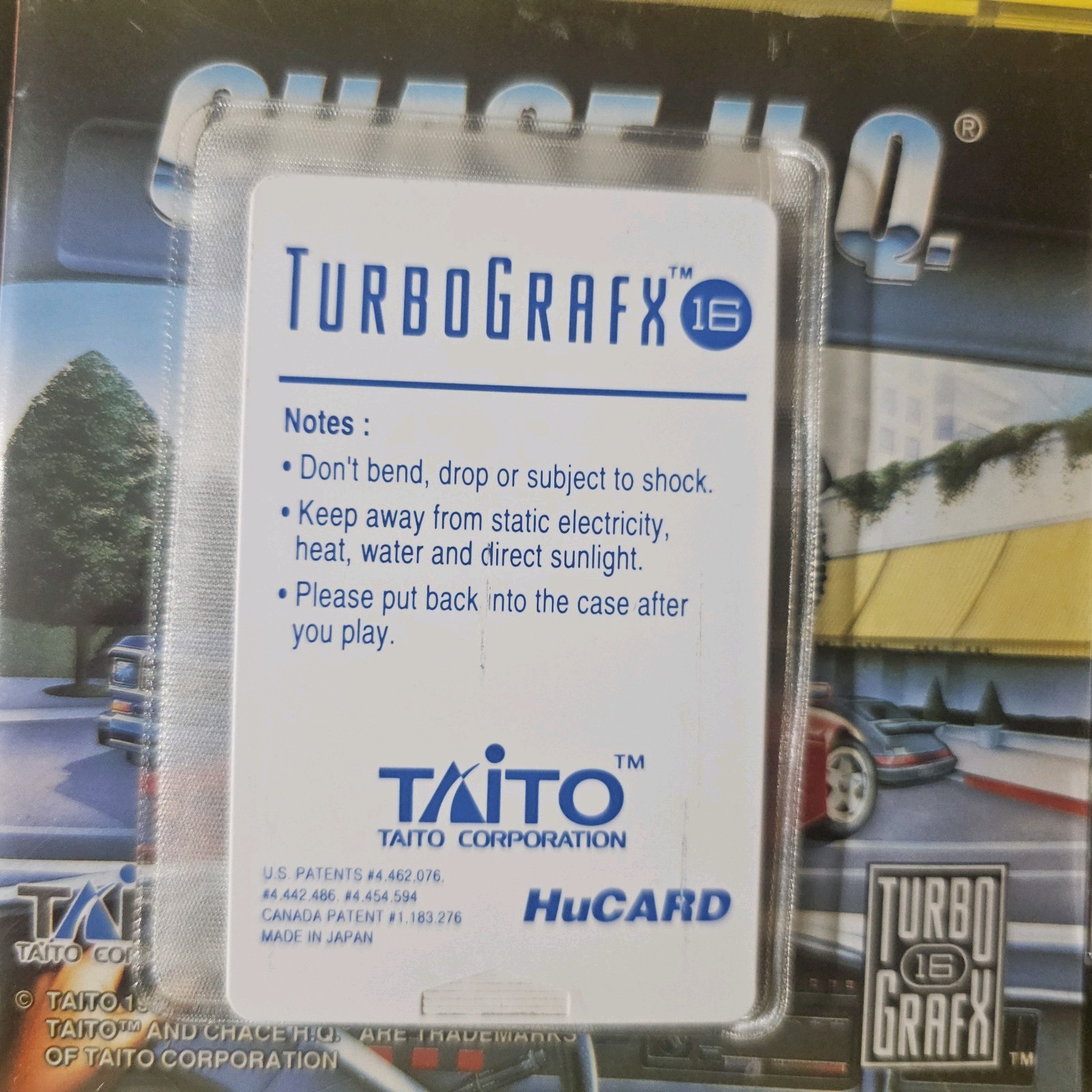 Chase HQ TG16 Authentic HuCard with Sleeve & Manual 1992 TURBOGRAFX-16