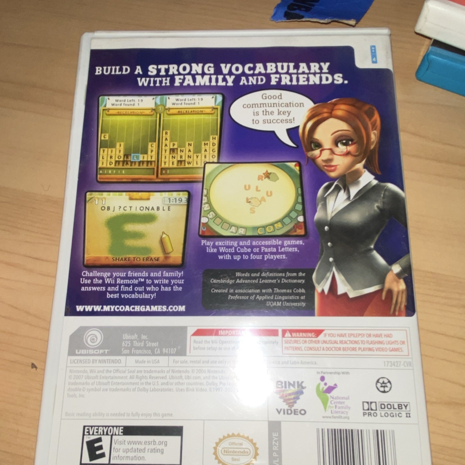 My Word Coach by Ubisoft Video Game for Nintendo Wii Multiplayer Manual Included
