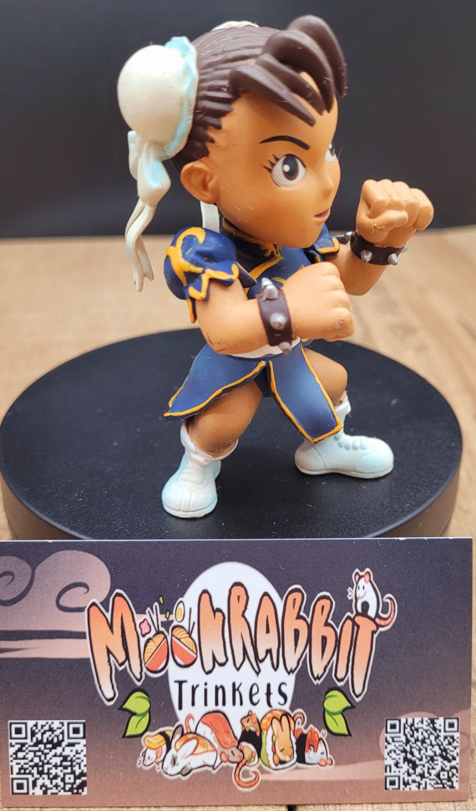 Street Fighter Chun-Li Mini Vinyl Figure Blue Outfit Spiked Bracelets Capcom Toy