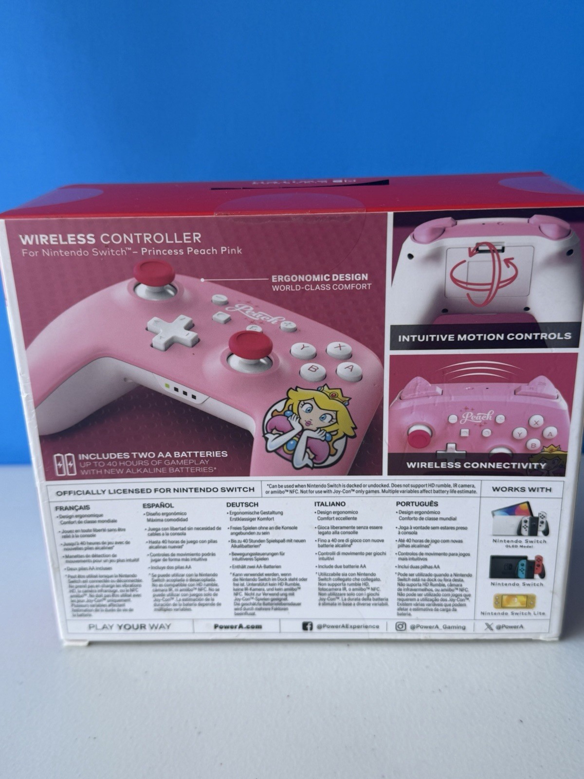 PowerA Wireless Controller Nintendo Switch Bluetooth Motion Pink Princess Peach