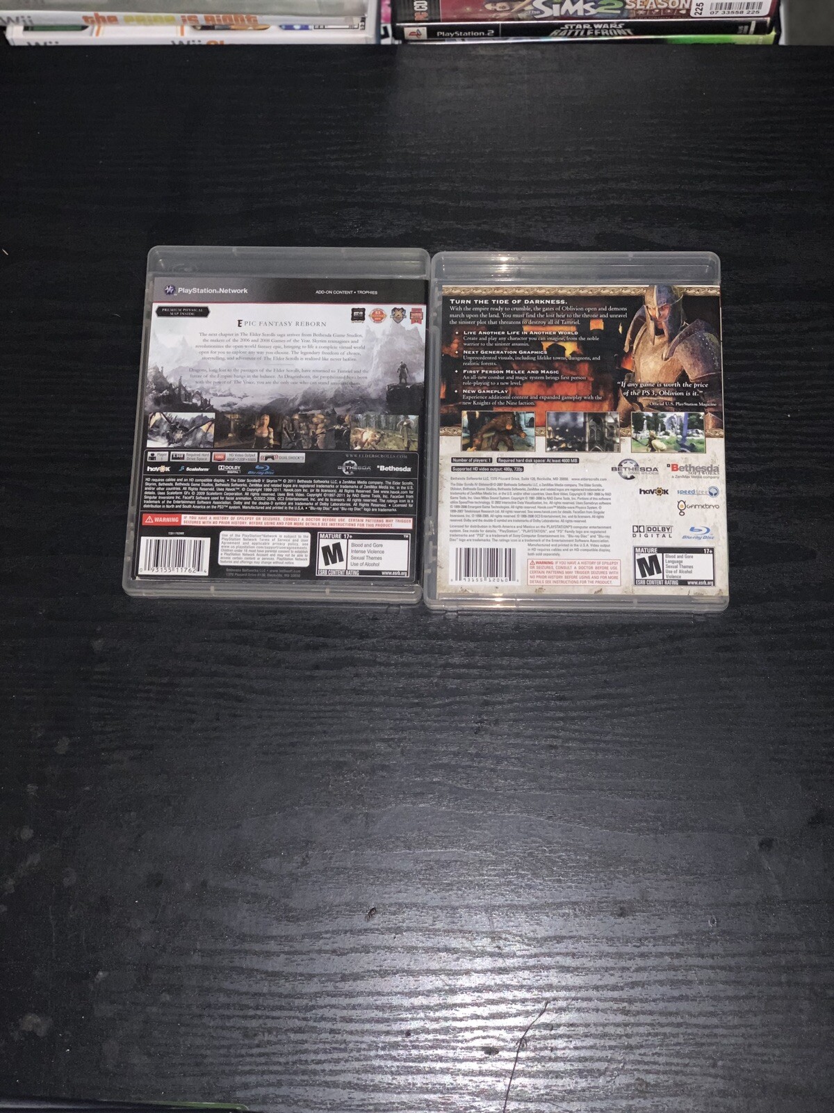 Elder Scrolls IV Oblivion + V Skyrim PlayStation 3 Both Complete PS3