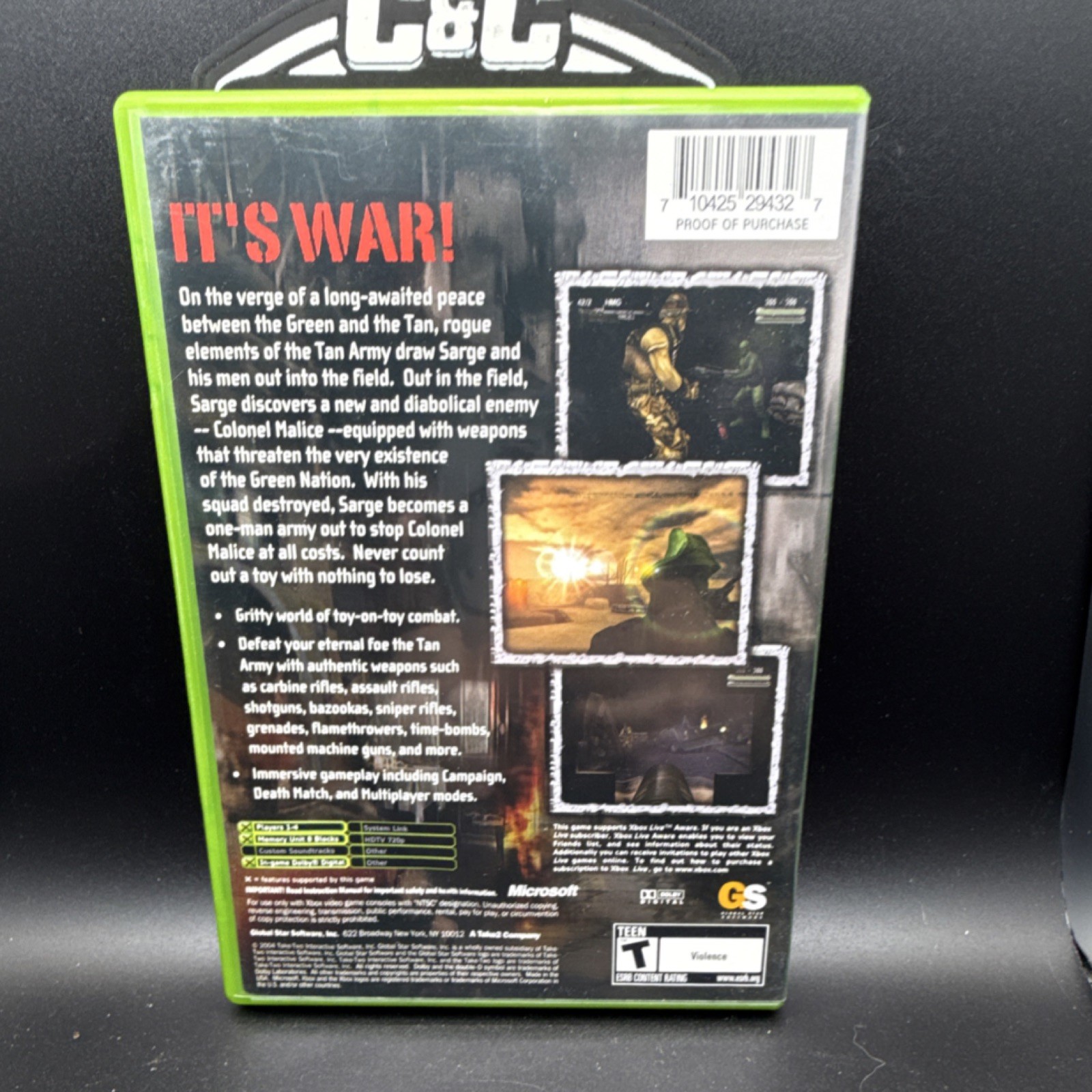 GLOBAL Star Software Army Men Sarge’s War Xbox Shooter T Manual Included 2004
