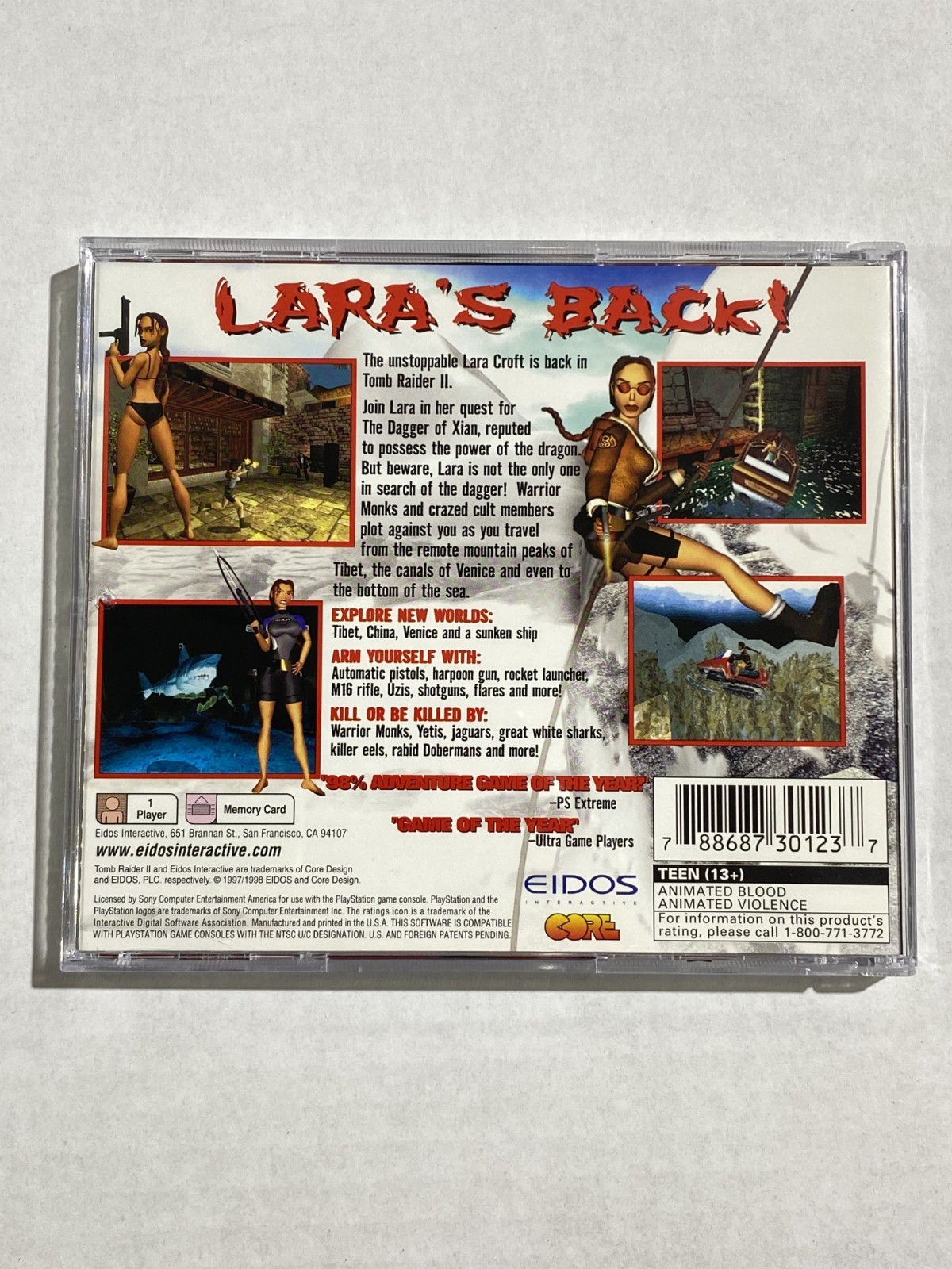 Tomb Raider II PS1 PlayStation 1 Complete CIB + Reg Card Tested Free Shipping