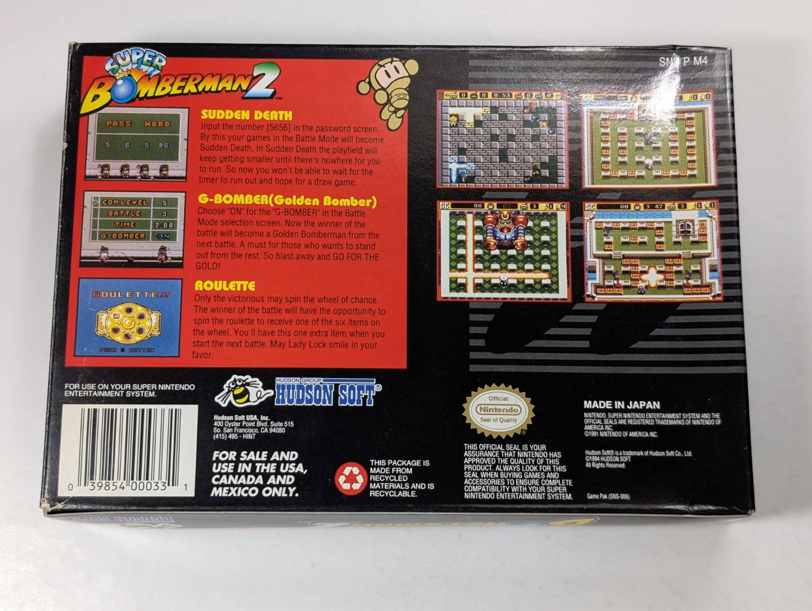 *No game* Super Bomberman 2 Nintendo SNES empty box authentic