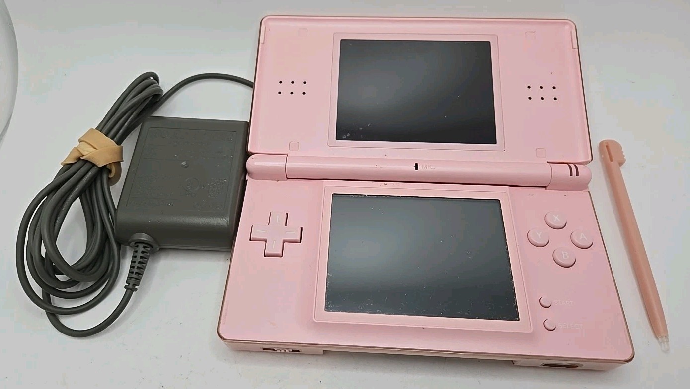 Nintendo DS Lite Coral Pink w/charger stylus gba USG-USA-1 Screen Scratch Tested