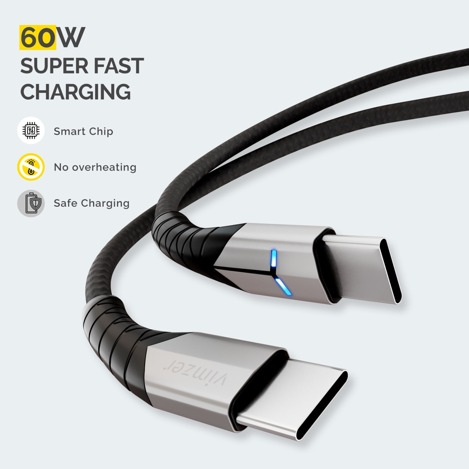 USB C to USB C Cable Fast Charger LED Cord for Sony Playstation 5 PS5 Controller