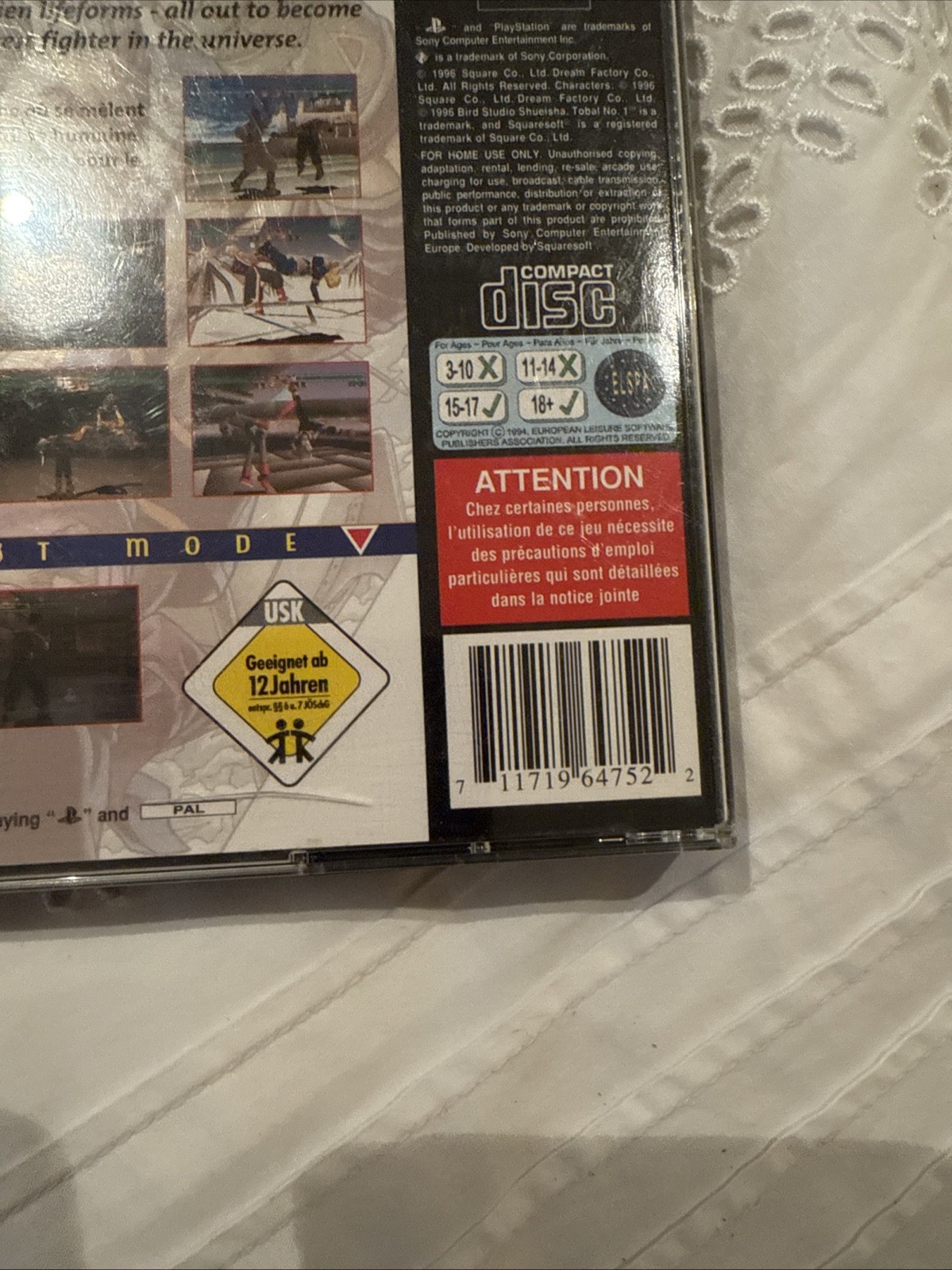 1996 Squaresoft Tobal No 1 PS1 Playstation 1 Game + Manual PAL