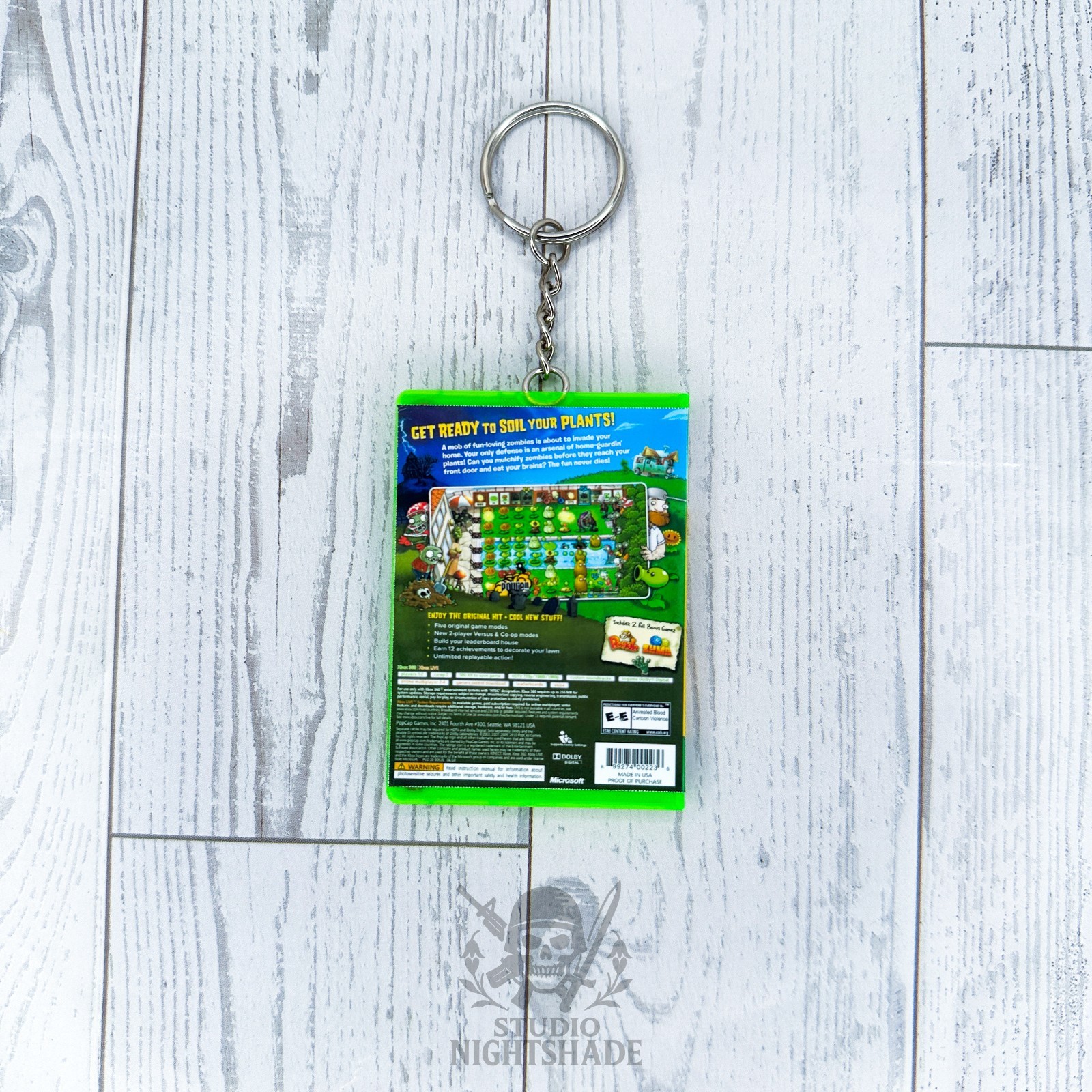 Plants Vs Zombies mini XBOX 360 video game case keychain Functional Disc