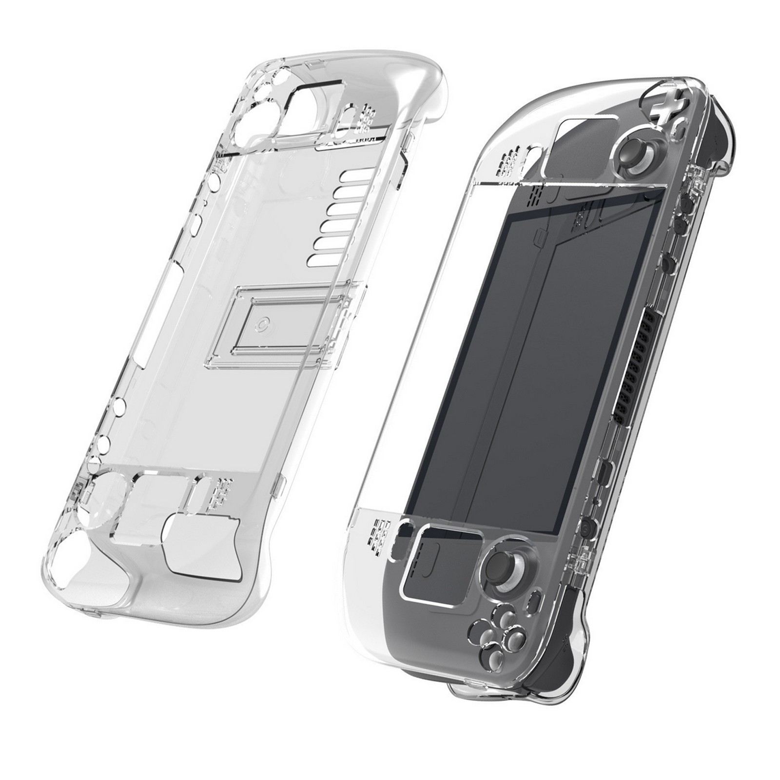 Anti-Slip Crystal Clear Console Protective Case Stand Cover Shell for Steam Deck
