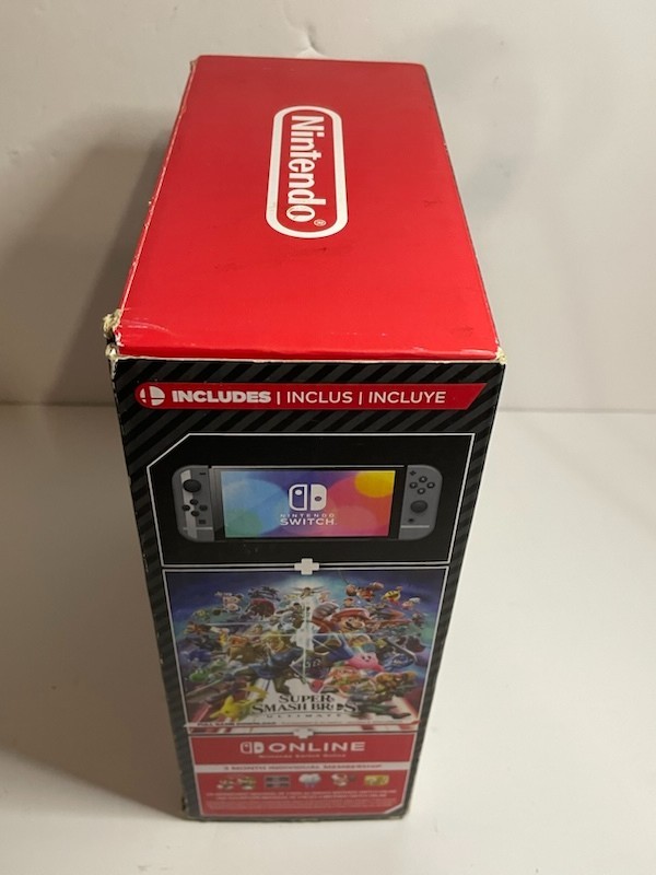 Nintendo Switch OLED Console Smash Bros Bundle W/ GAME Cartridge + 12mo Membersh
