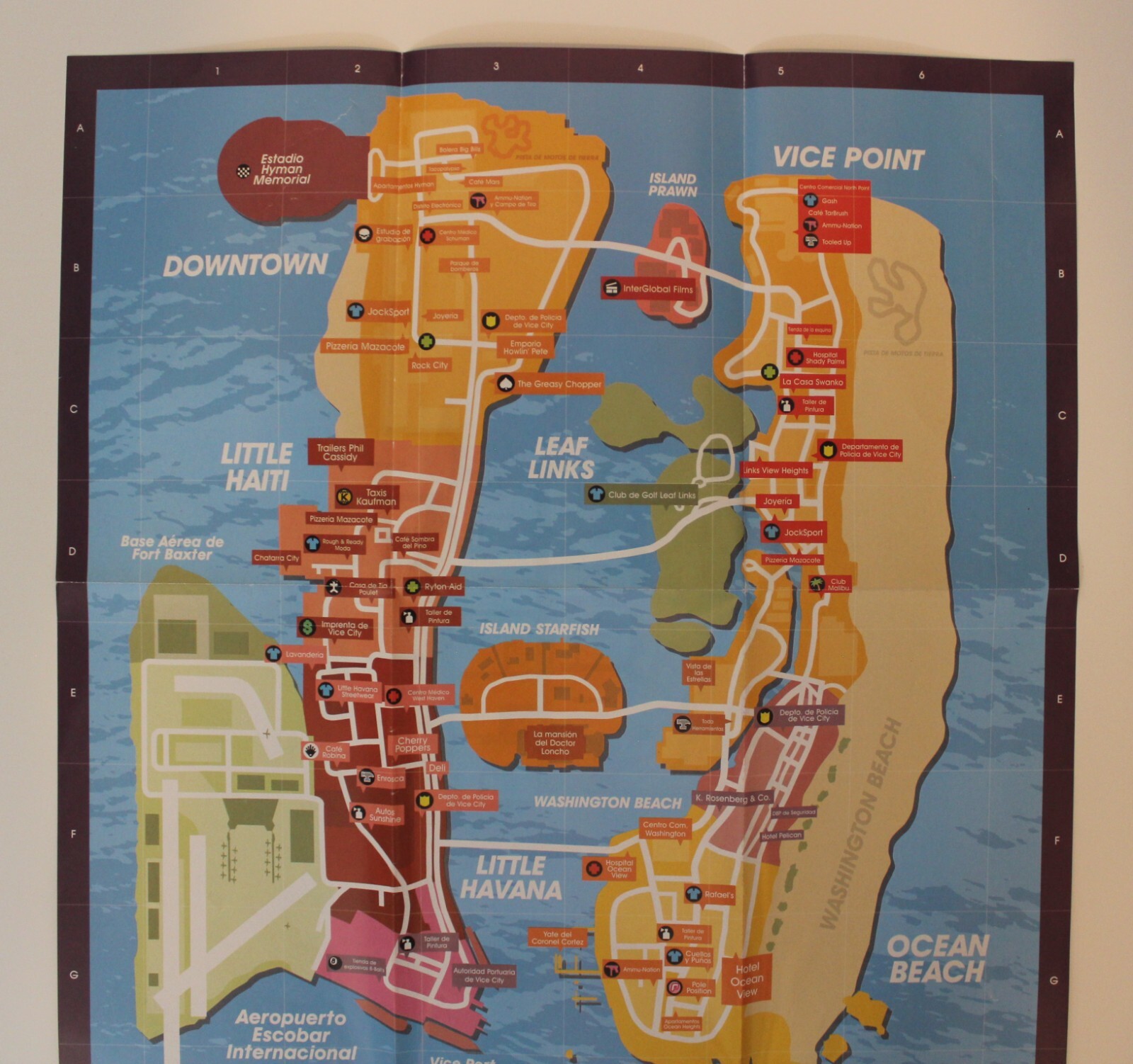 2002 GRAND THEFT AUTO: VICE CITY Poster & Map Spain Vintage Rockstar Usage Marks