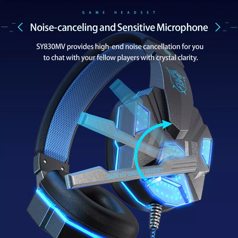 3.5mm Gaming Headset Mic for PS4 PS5 PC Xbox One Mic Stereo Bass Surround Sound