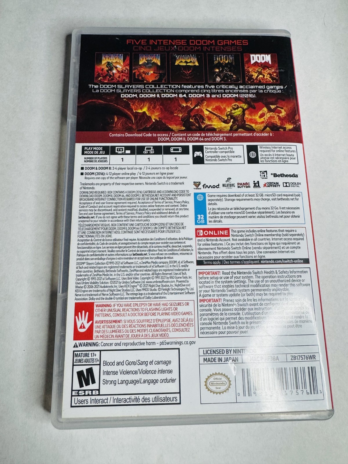 Doom Slayer’s Collection Game in Case! Nintendo Switch! No Code