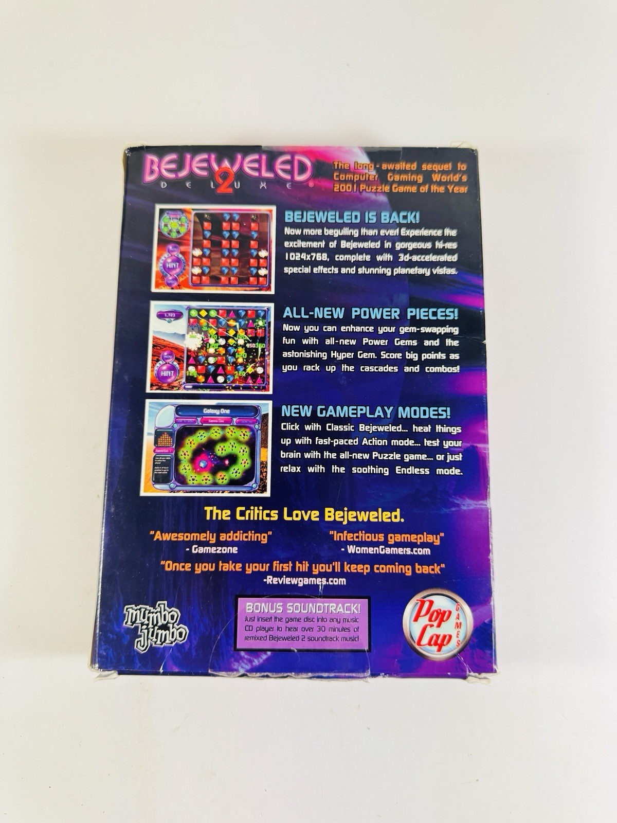 Bejeweled 2 Deluxe PC CD-Rom 2004 Windows matching arcade game W/ Box ML443