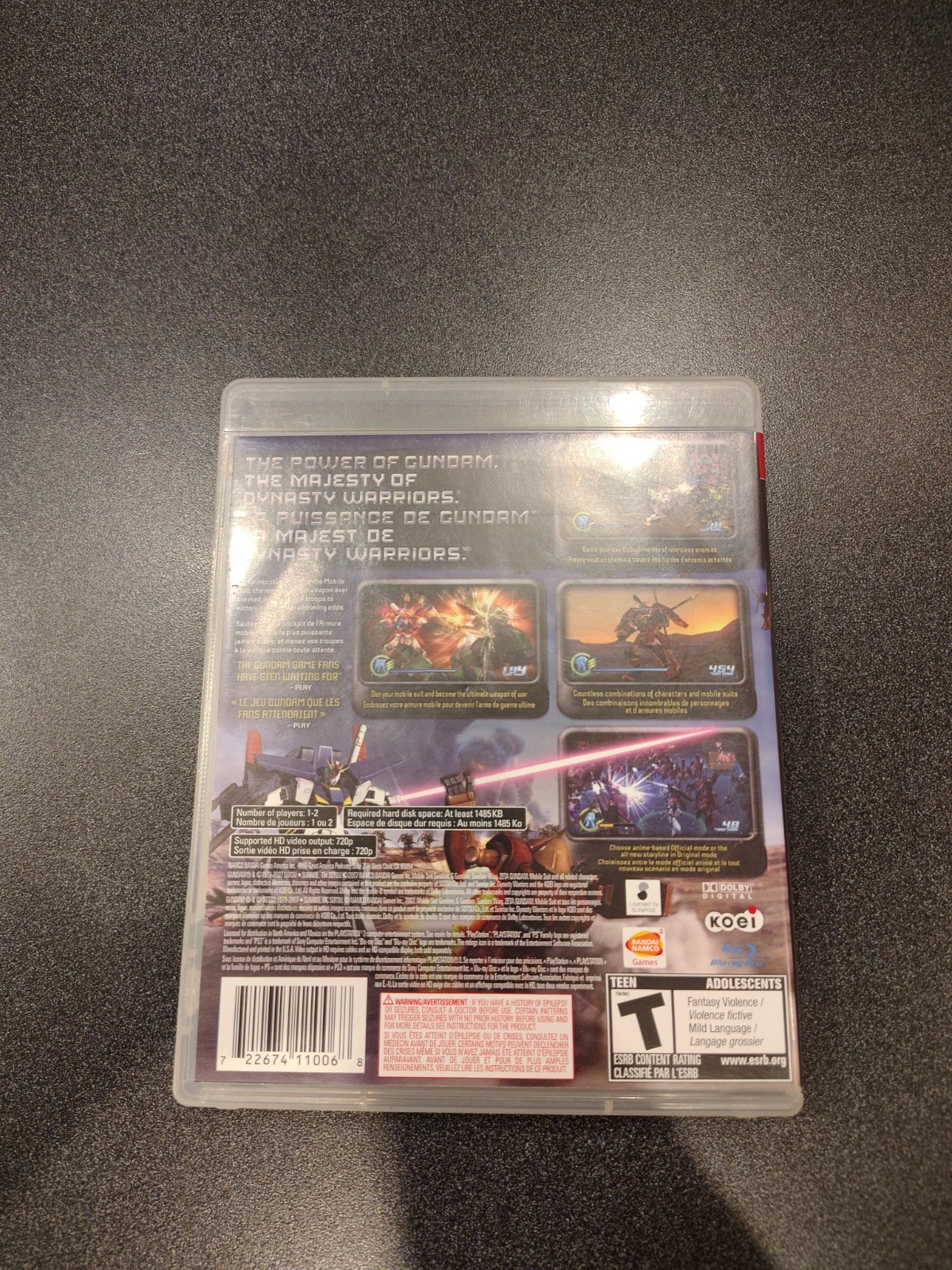 Dynasty Warriors: Gundam (PlayStation 3, PS3, 2007)