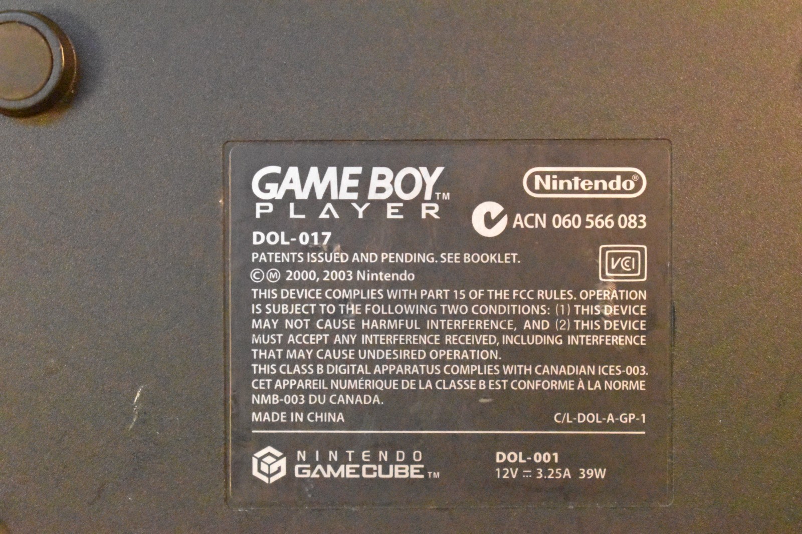 Nintendo GameCube Game Boy Player DOL-017 Black Adapter Only No Disc Untested