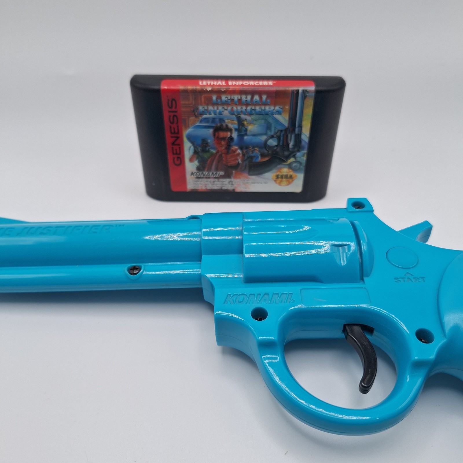 Lethal Enforcers W/ Justifiers Konami Light Gun Sega Genesis Controller – TESTED
