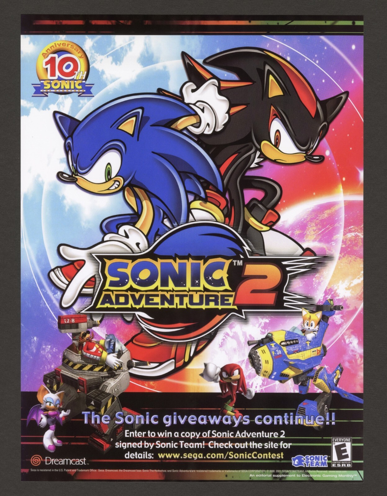 Sonic Adventure 2 Sega Dreamcast 10th Anniversary Game Promo Ad Art Print Poster