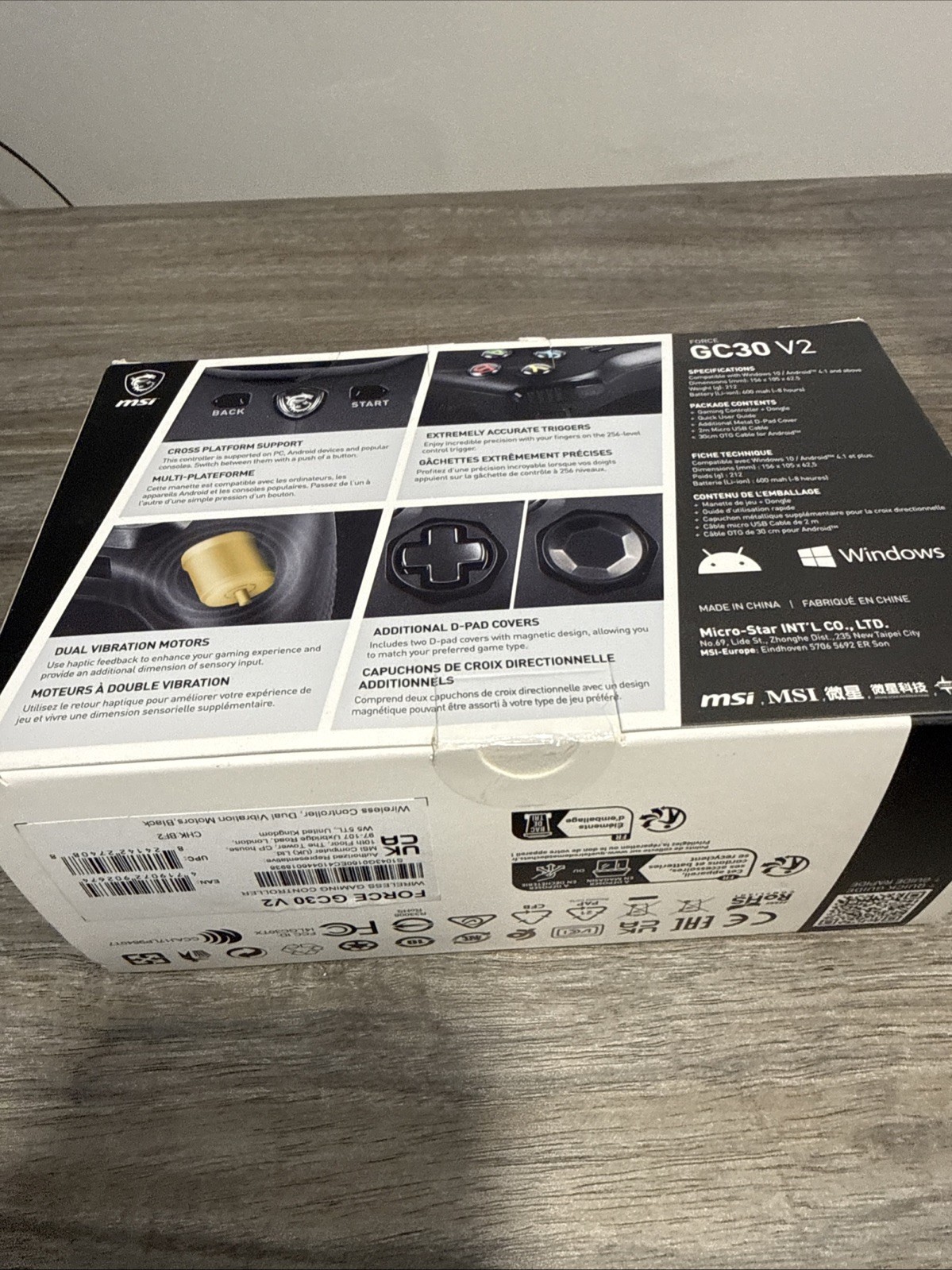 MSI Force GC30V2 Wireless Gaming Controller, Dual Vibration Motors, Dual Connect
