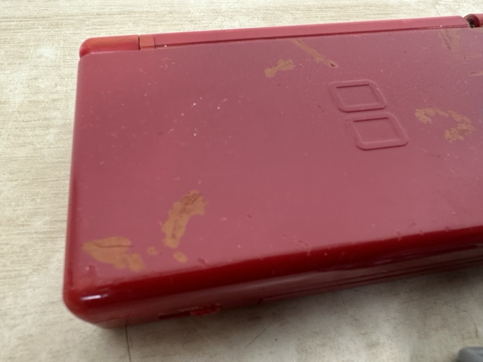 Nintendo DS Lite Mario Edition Console w/ Charger & GBA Cover: WORKS! BAD HINGE!