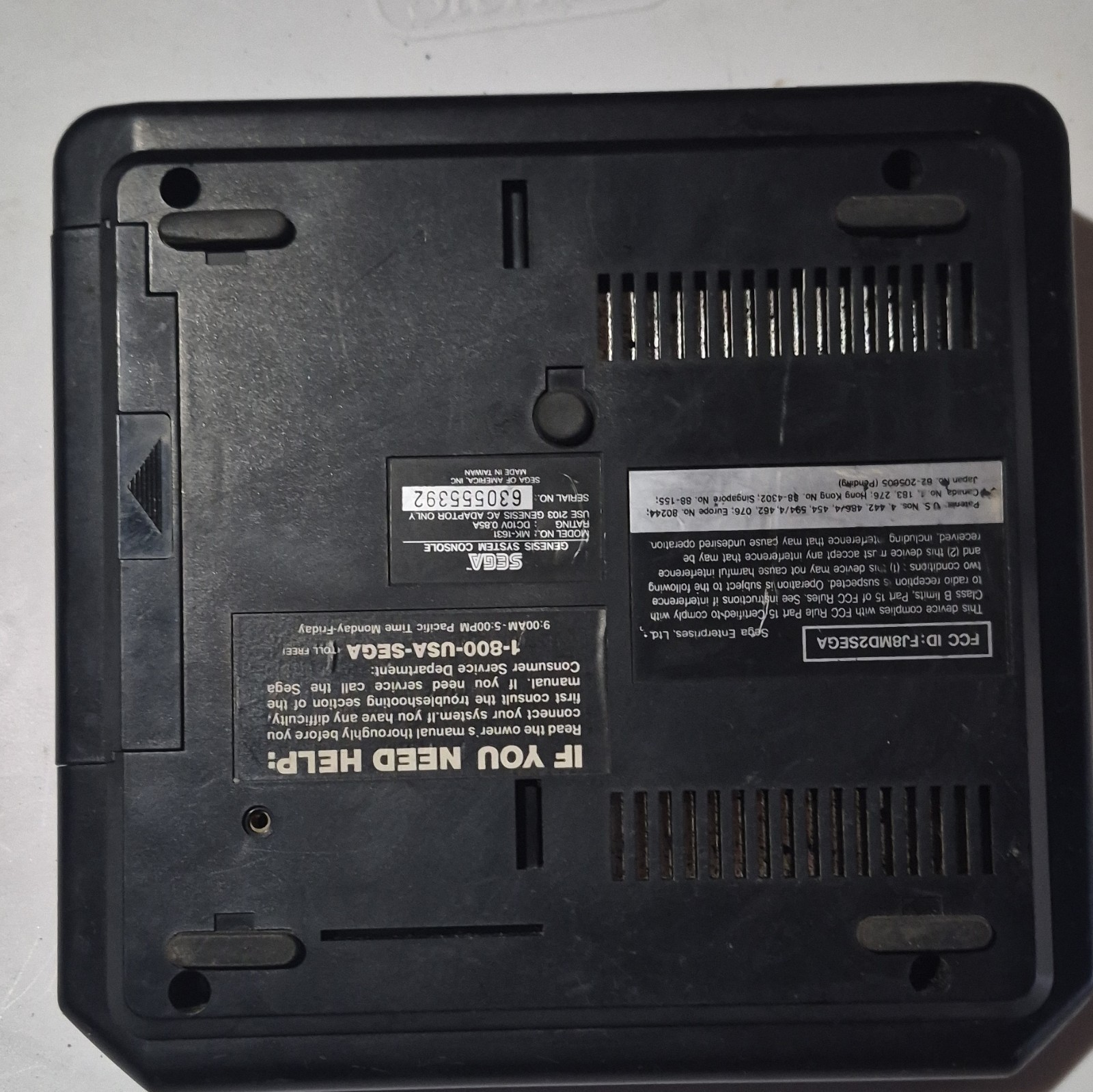 SEGA Genesis Model 2 Console H-8000 Black NTSC-U/C RF Composite RCA