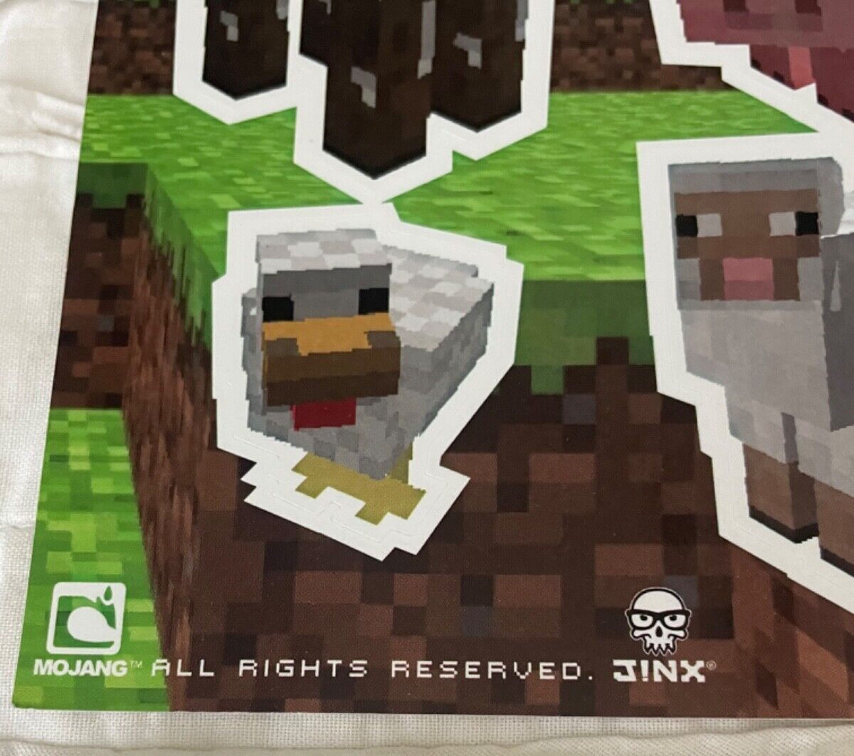 NEW JINX Minecraft Logo Sticker Decal 5 pc set 1 sheet PIG COW MOJANG skateboard