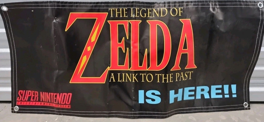 Legend of Zelda Store Display Banner SNES Super Nintendo Promo Standee Authentic