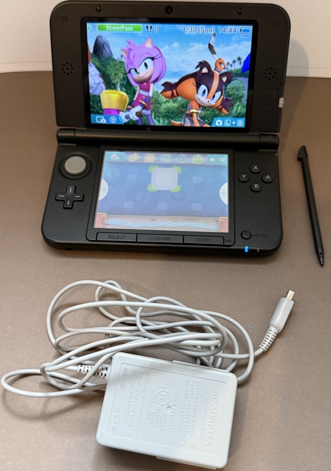 Nintendo 3DS LL Launch Edition Black (Handheld System) With Charger And Stylist