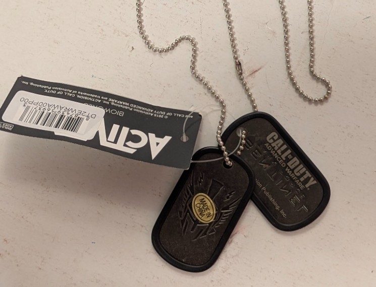 Call of Duty Sentinel Dog Tag Necklace Advanced Warfare Metal Chain Set