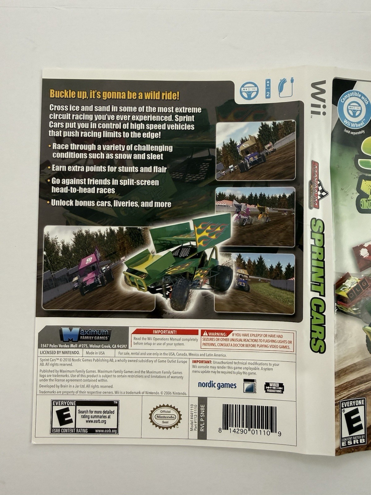Maximum Racing: Sprint Cars Nintendo Wii Complete Cib