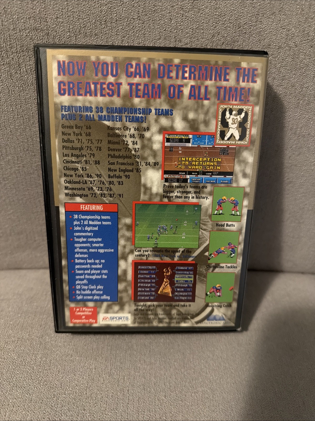 John Madden Football Championship Edition Sega Genesis Blockbuster Gold No Man