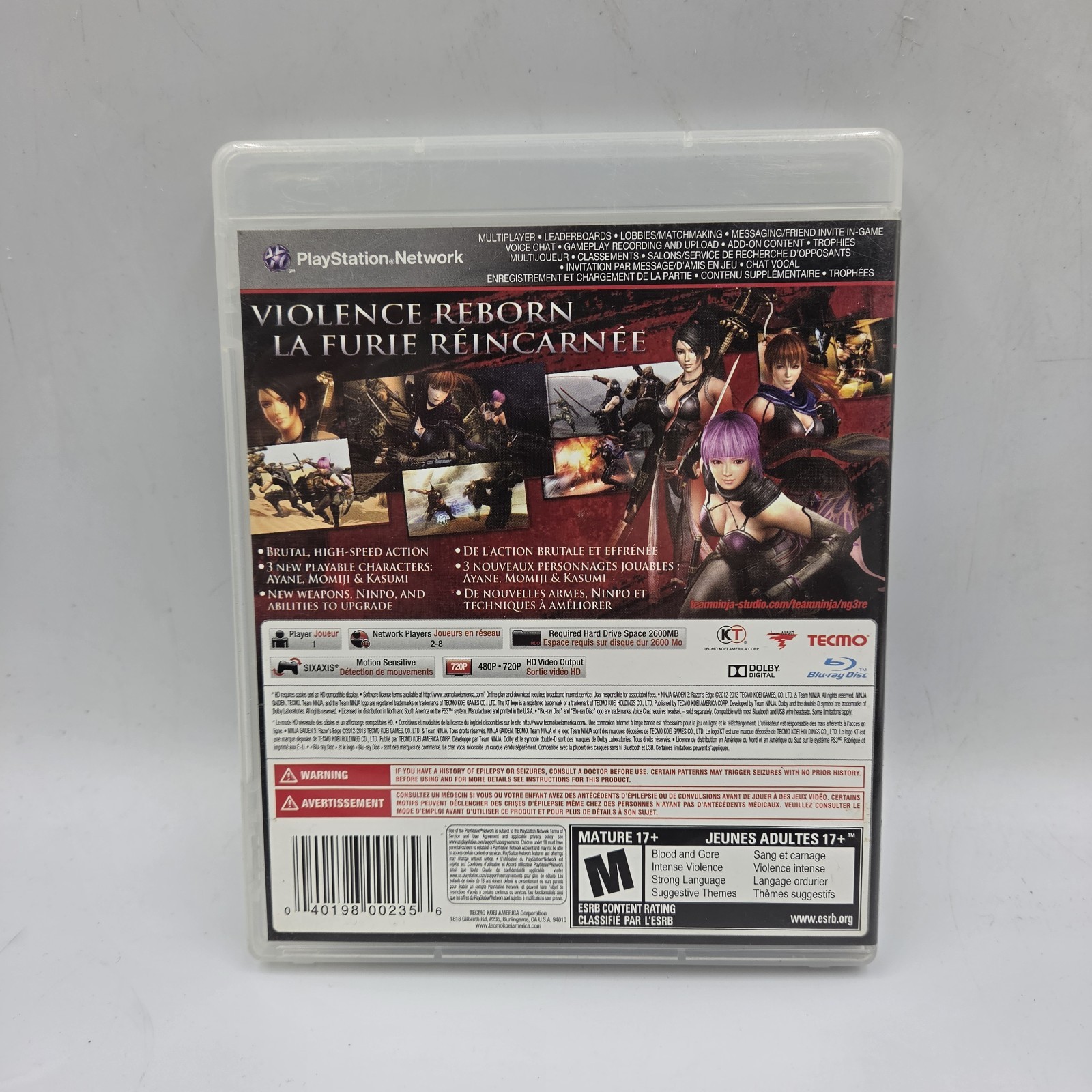 Ninja Gaiden 3: Razors Edge PS3 Sony PlayStation 3 CIB