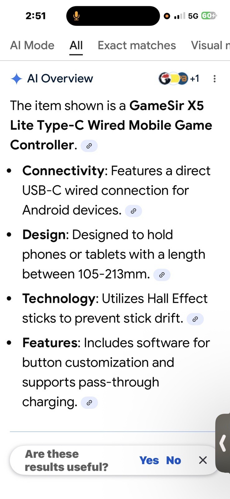 GameSir X5 Lite Type-C Wired Mobile Controller For Android Hall Effect Sticks