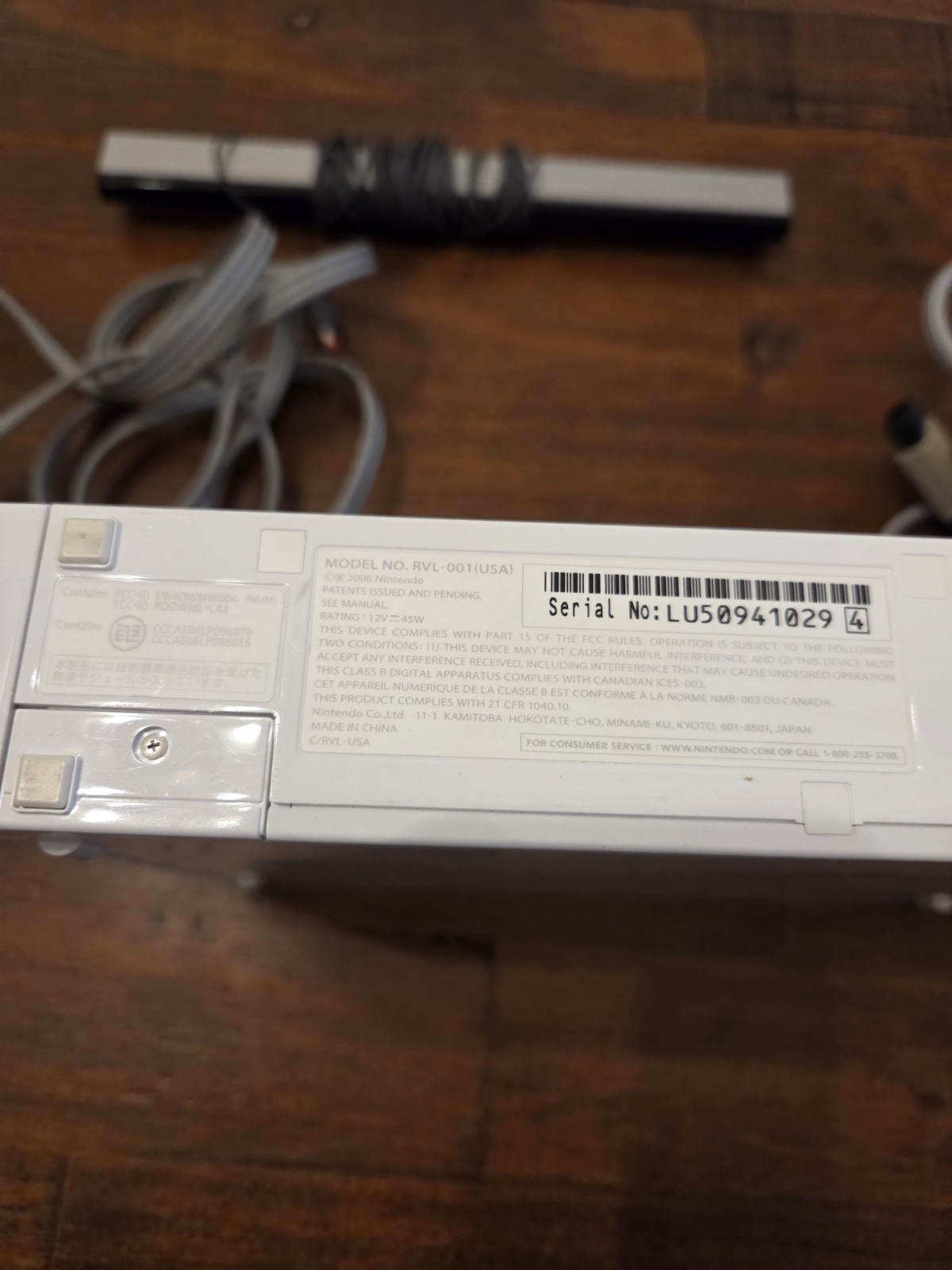Nintendo Wii RVL-001 White Console Sensor Bar Cords Backwards Compatible Tested