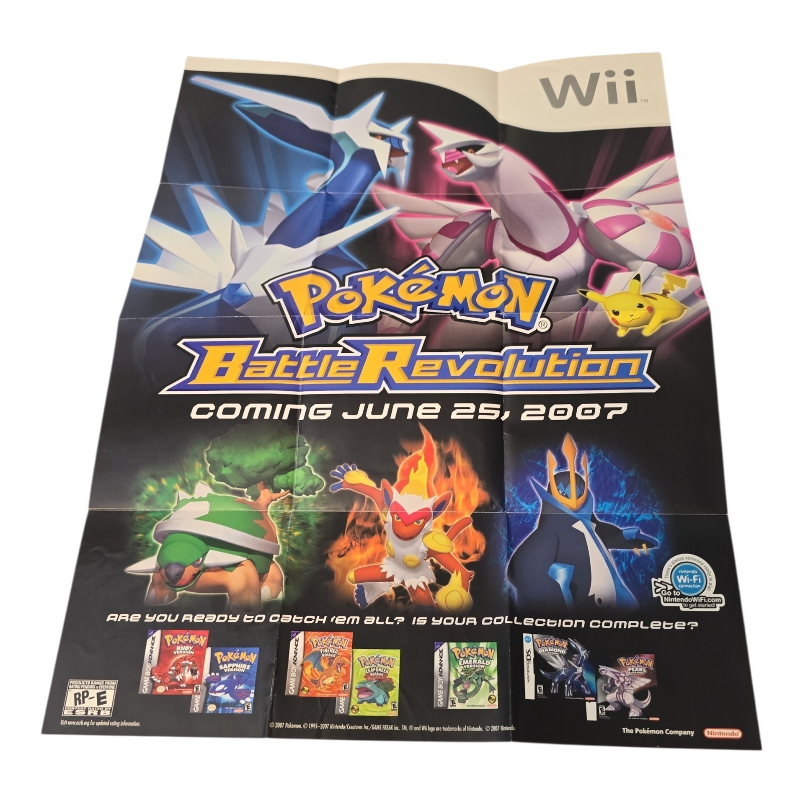 Pokemon Battle Revolution 2007 Fold Out Poster 12×16 promo insert from D/P