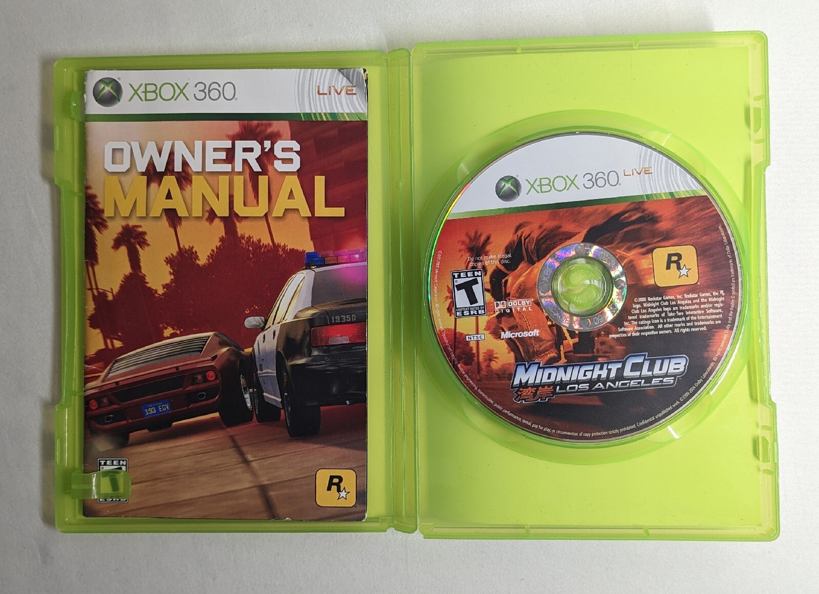 Midnight Club: Los Angeles (Microsoft Xbox 360) Manual Included, No Map *Read*