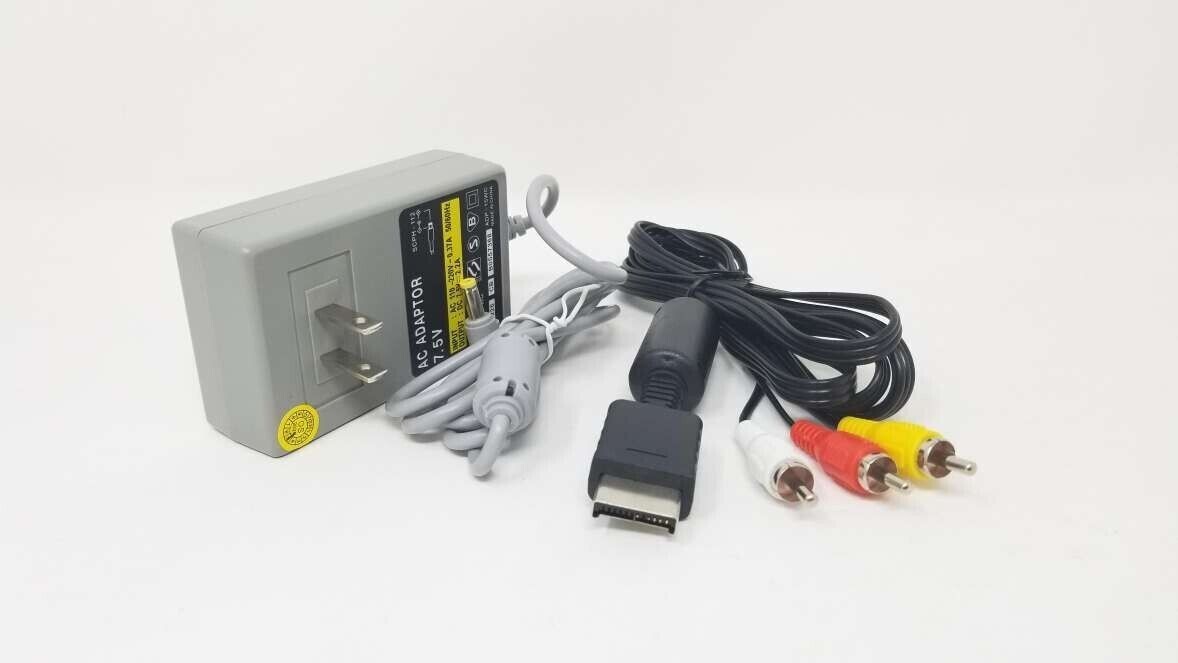 AC Power Adapter and AV Audio Video Cable Set for Slim PlayStation One PSONE