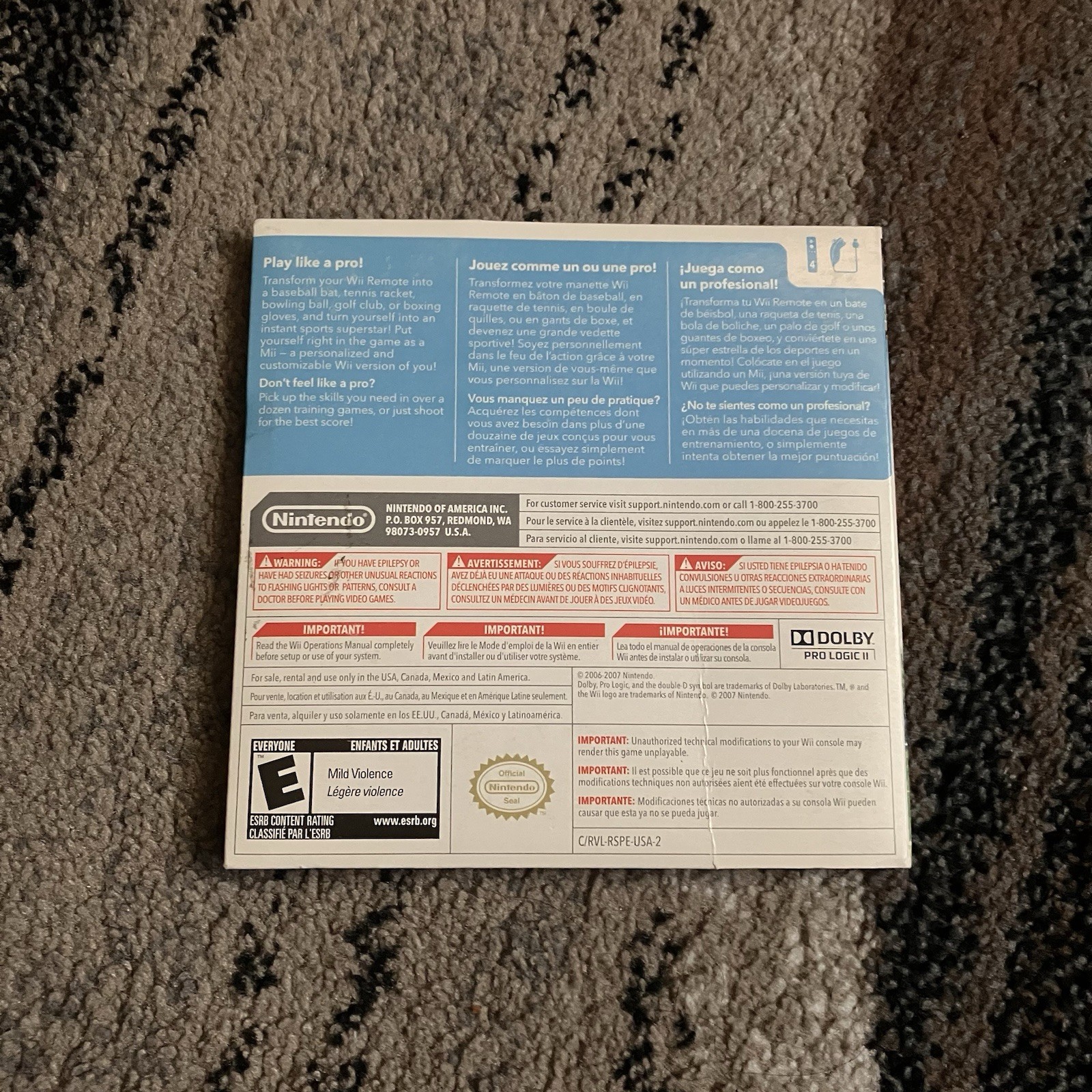 Nintendo Wii Sports Video Game 2006 Tested Working Original Case and Manual