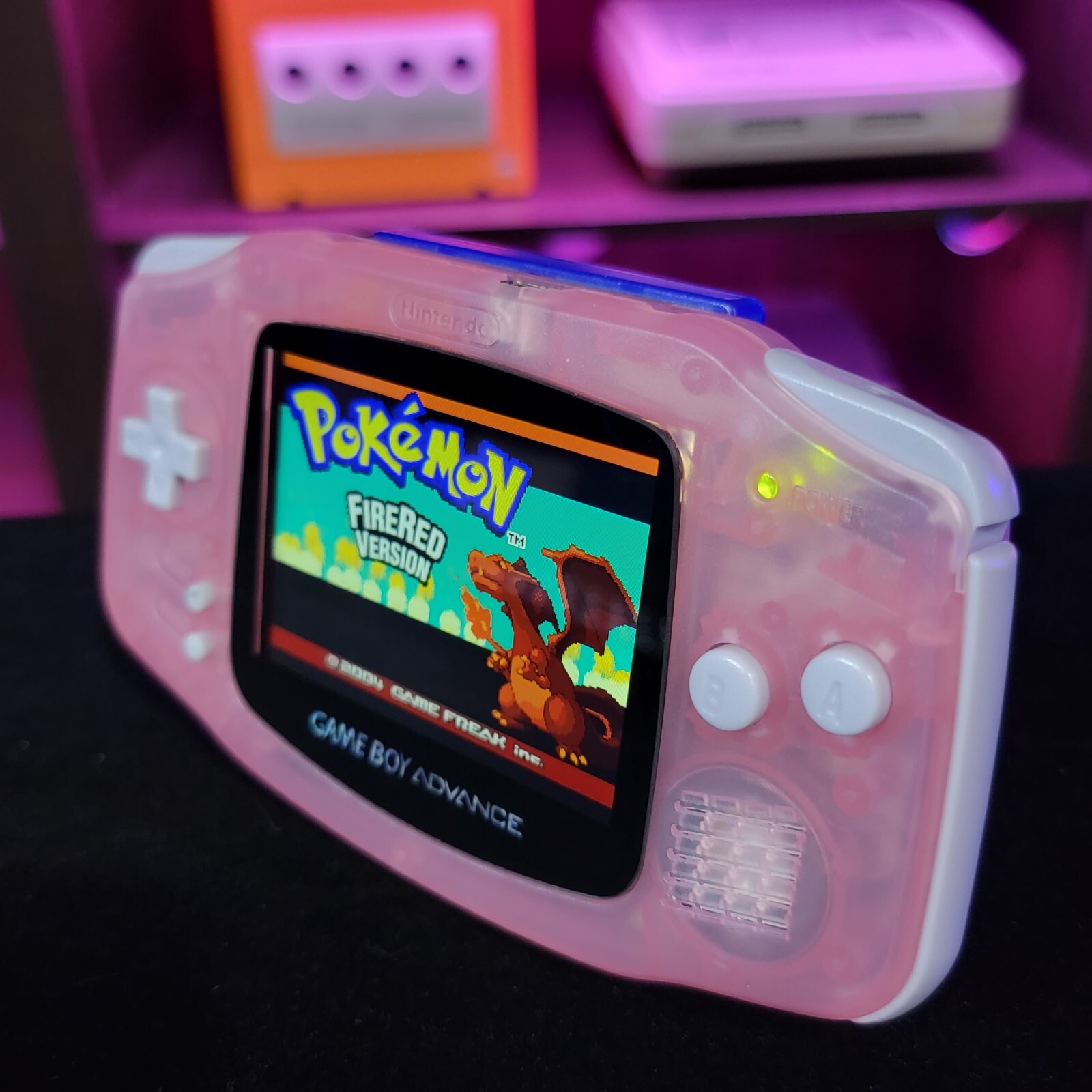 Fushia Pink Game Boy Advance GBA Console with iPS V5 Backlit LCD MOD Console