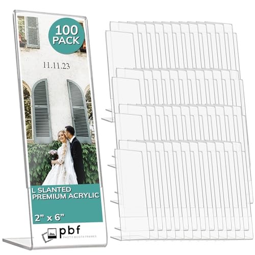 2×6 Acrylic Sign Holder | 2 x 6 Vertical Stand Up Slanted Sign 100 Clear