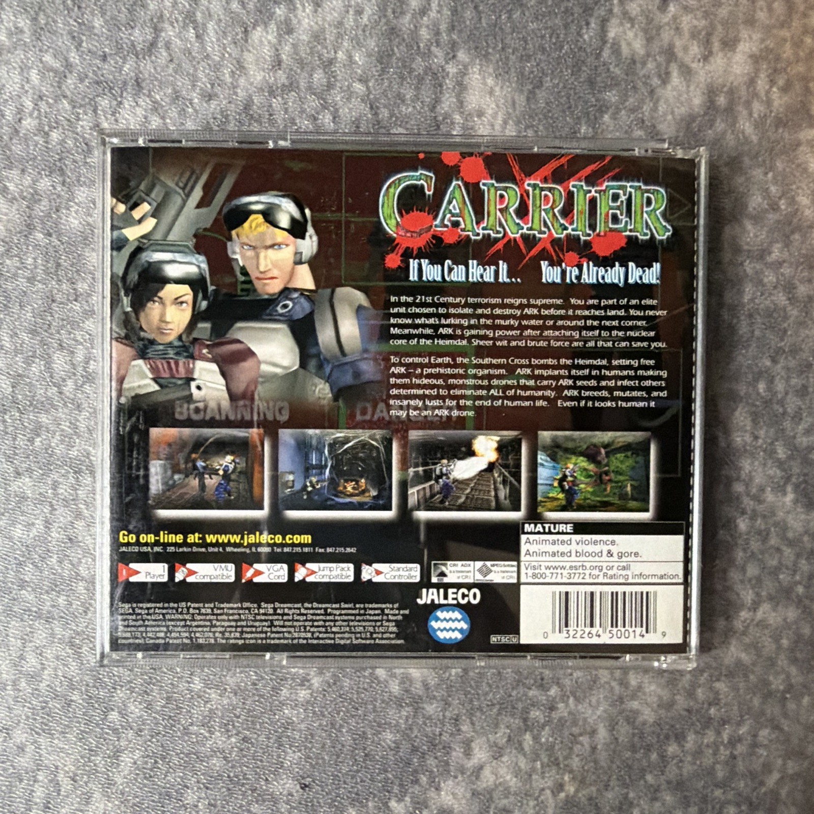 Jaleco Carrier Sega Dreamcast Survival Horror Manual M Rated NTSC-U/C