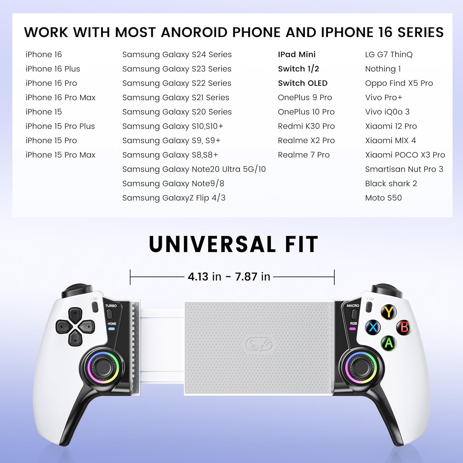 Mobile Gaming Controller for iPhone/Android/Switch 2/Switch/OLED/iPad Mini