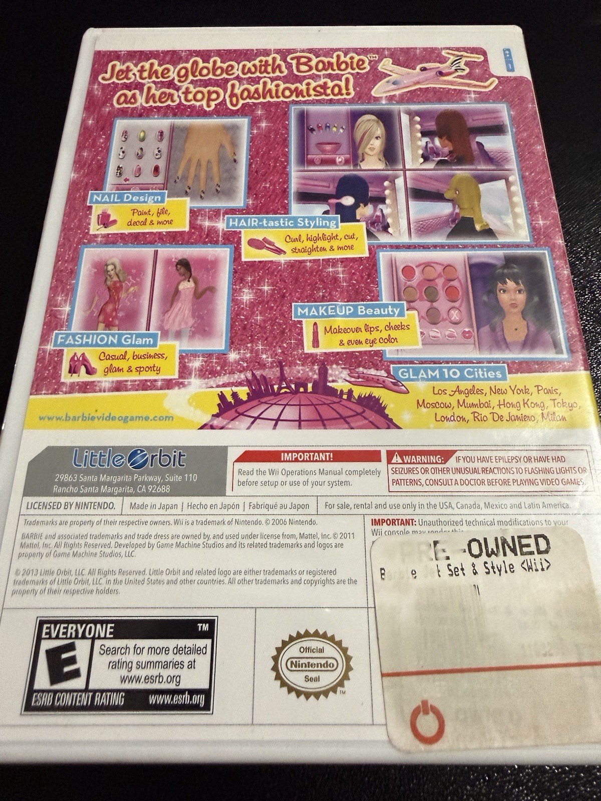 Barbie: Jet Set & Style Nintendo Wii 2011 Complete In Box with Manual Tested