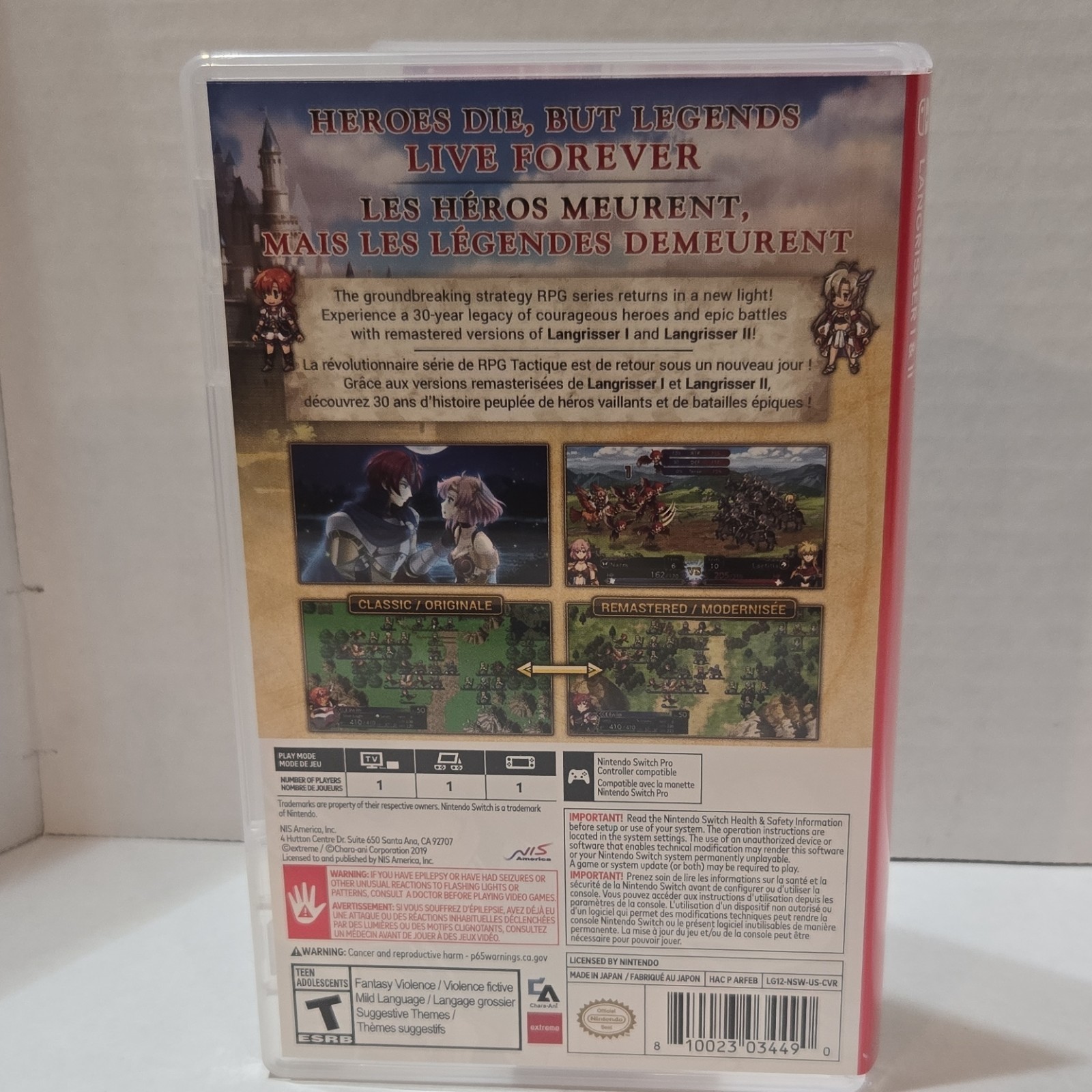 NIS America Langrisser I & II Remastered Nintendo Switch T Rated Role Playing