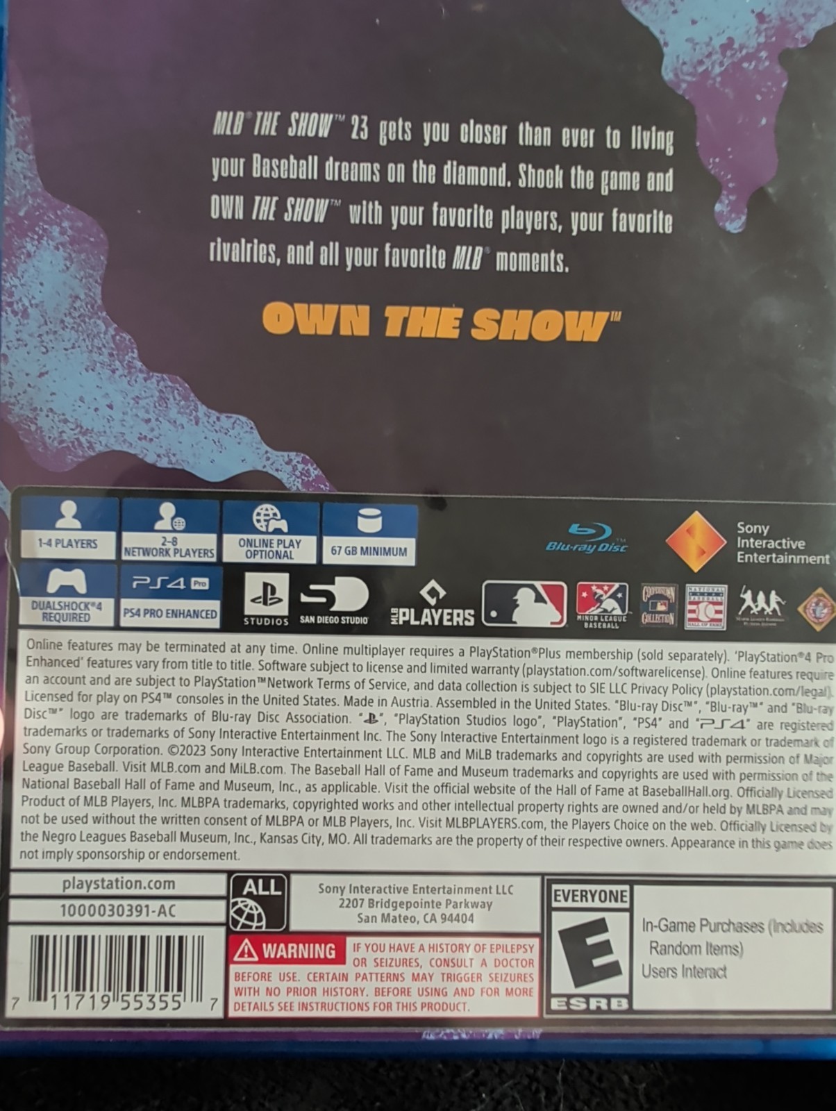MLB The Show 23 (Sony PlayStation 4) Disc & Case