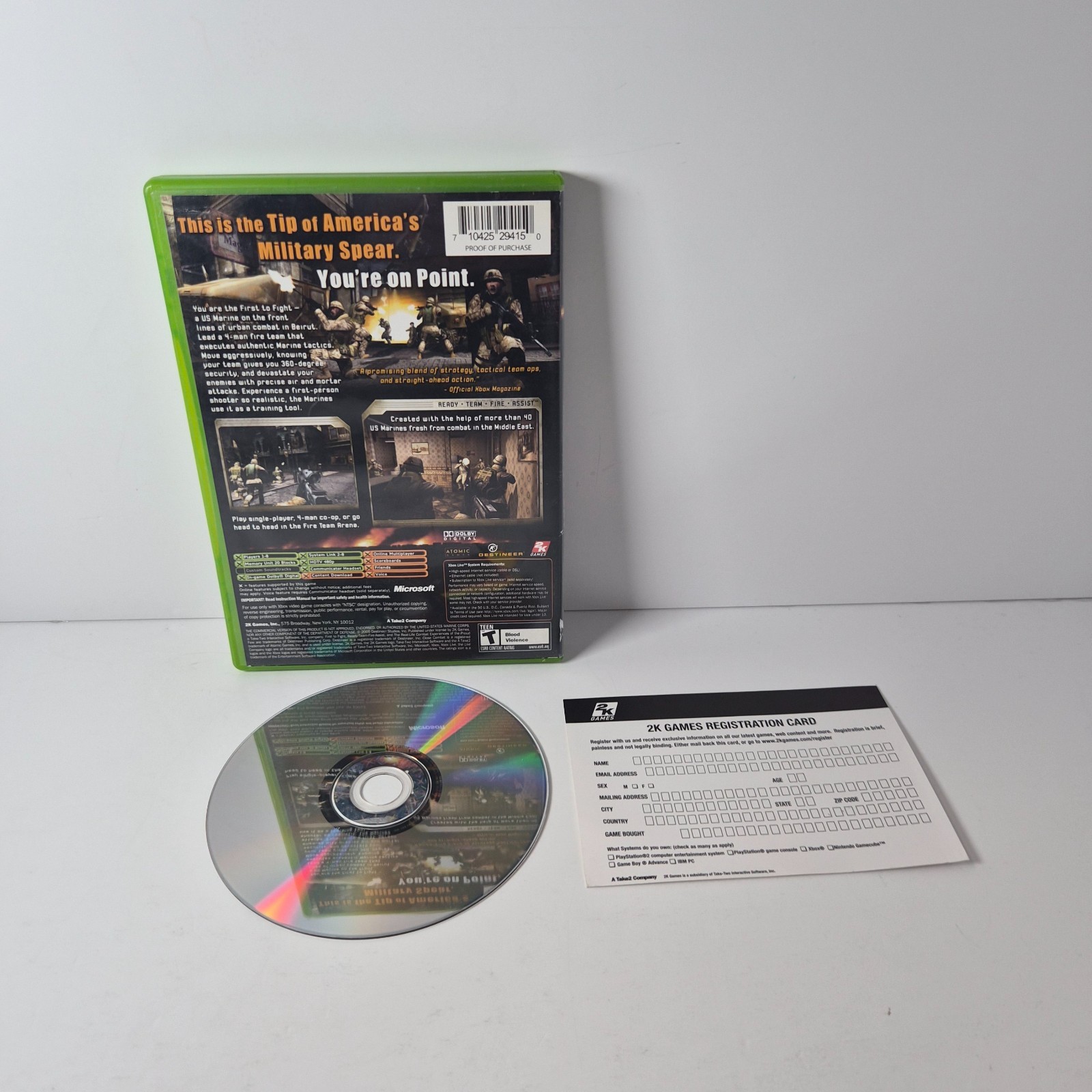 Close Combat First to Fight Xbox Complete w/ Registration Insert Tested