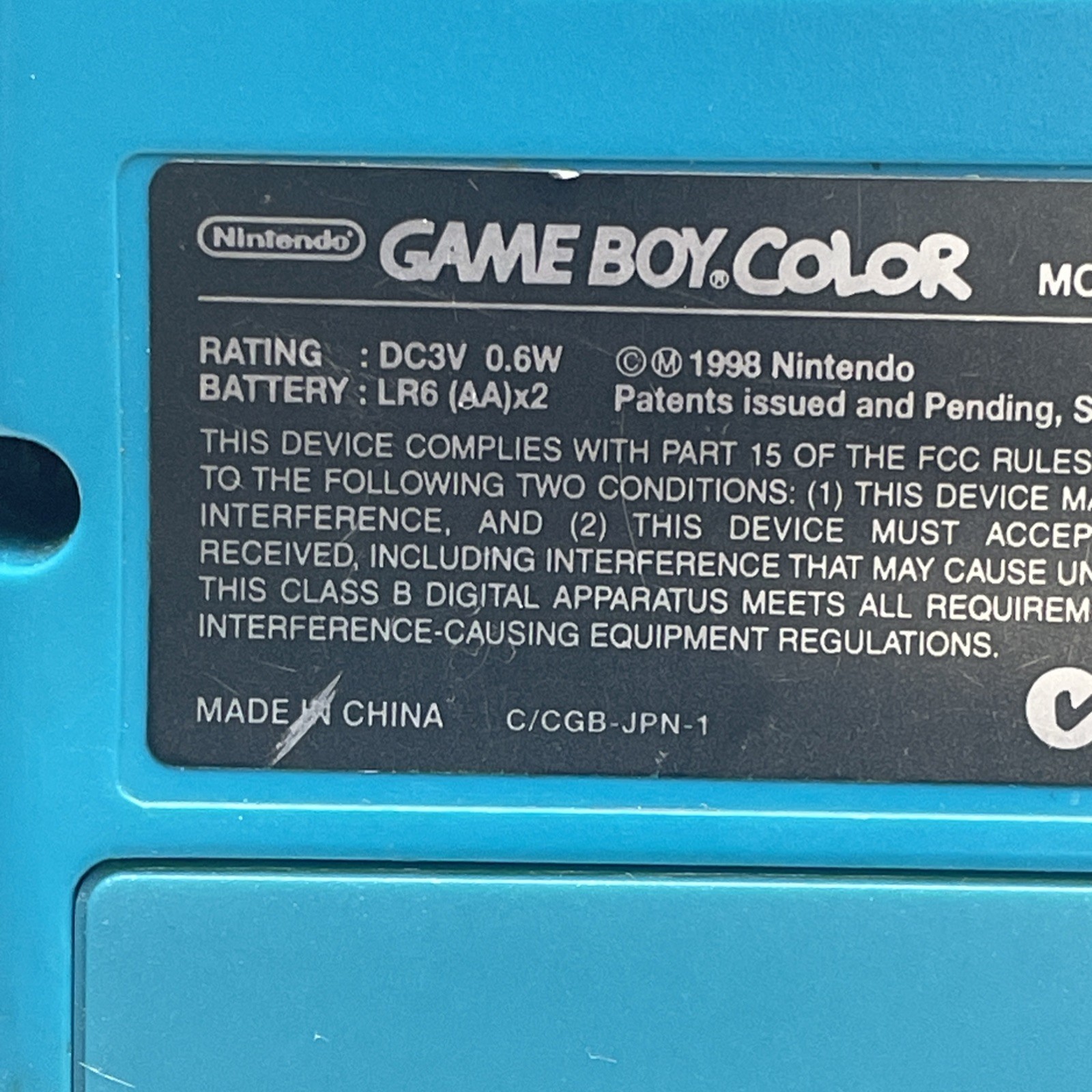 Nintendo Game Boy Color Handheld System Teal Blue CGB-001 Good Condition