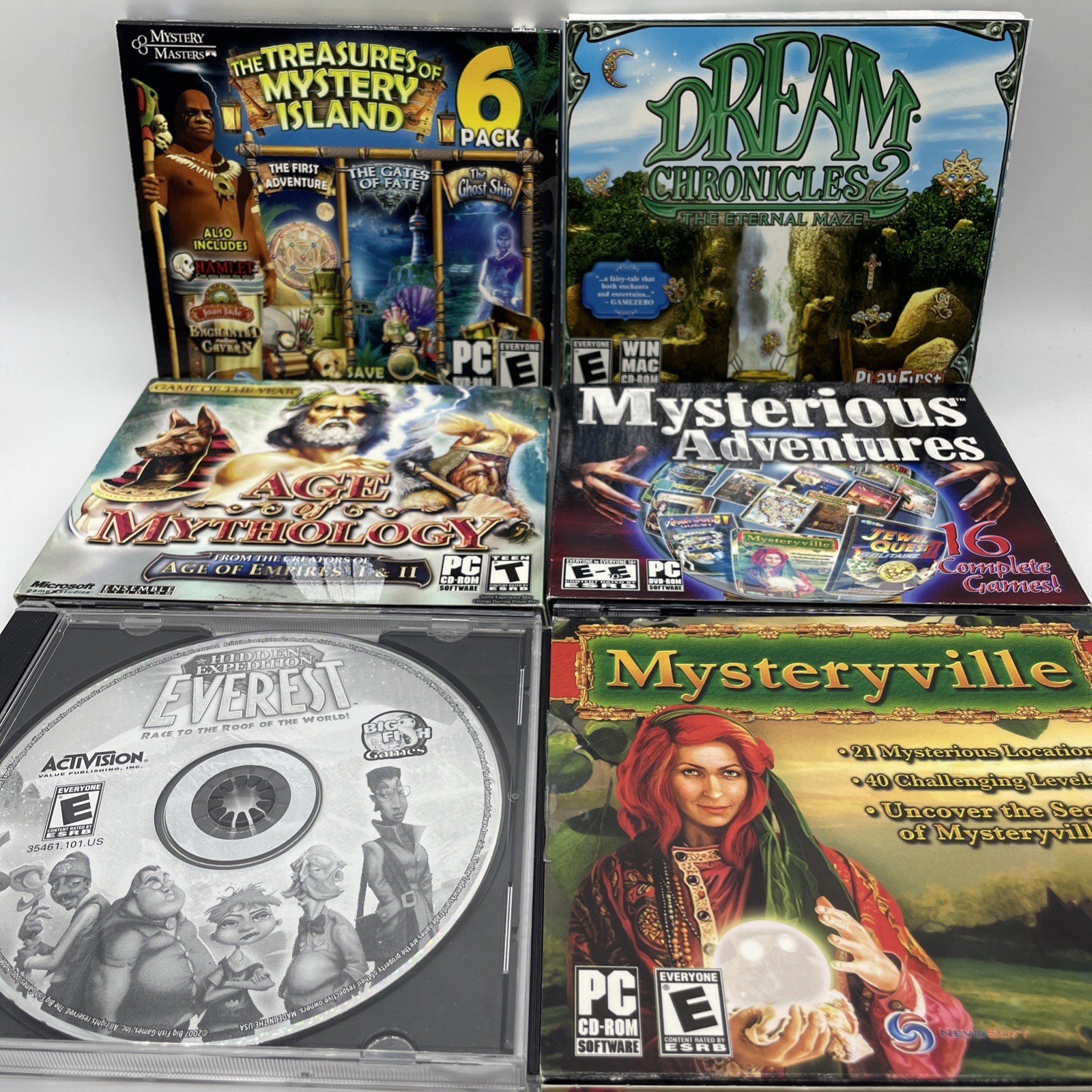 Lot of 6 PC-CD ROM Games 4 Mystery games, Mythology, & Dream Chronicles 2
