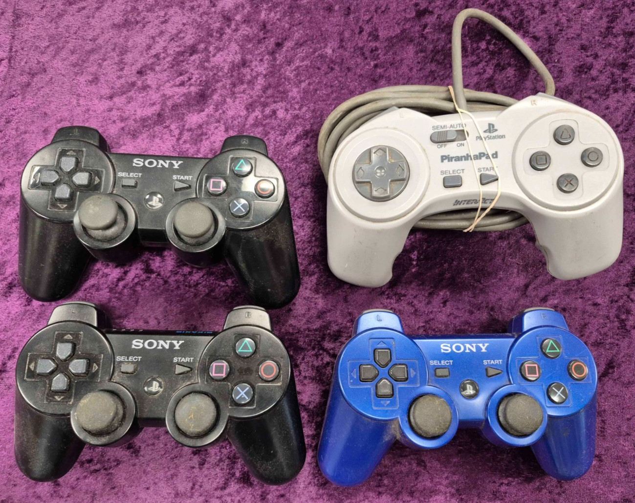 Sony Playstation Controllers Lot of 3 OEM PS3 For Parts/Repair + PS1 3rd Party